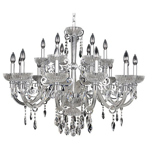 La Valle Chrome 18-Light 38-Inch Wide Chandelier with Firenze Clear Crystal