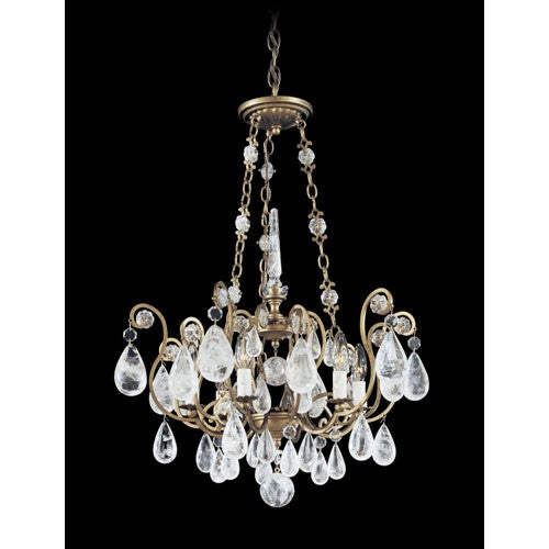 Versailles Etruscan Gold Six-Light Clear Rock Chandelier, 22W x 29.5H x 22D