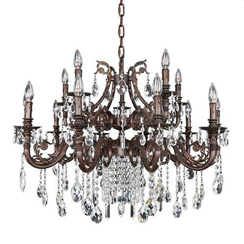 Silver Leaf 15-Light Chandelier with Firenze Clear Crystal