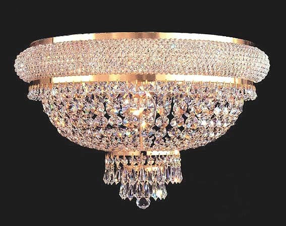 6 light flush mount crystal ceiling light in gold finish