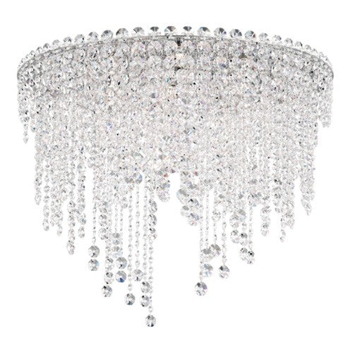 Schonbek Chantant Stainless Steel Six-Light Round Short Flush Mount with Clear Heritage Crystal