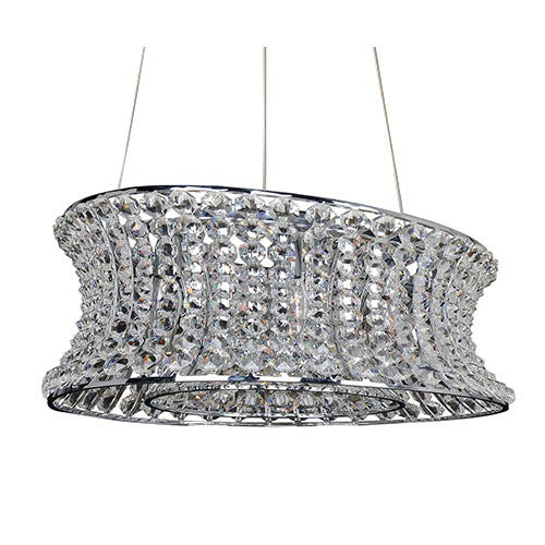 Chrome 12-Light Oval Drum Pendant with Firenze Clear Crystal