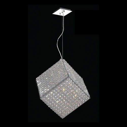 Corp Cube Six-Light Chrome Finish with Clear-Crystals Pendant