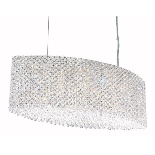 Stainless Steel 17-Light Clear Spectra Crystal Pendant Light, 28W x 9.5H x 28D