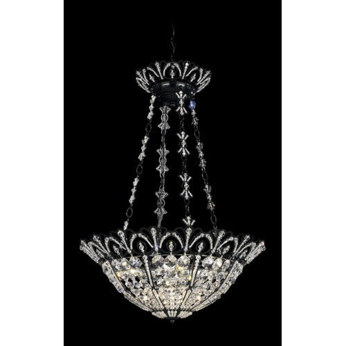 Jet Black Seven-Light Clear Spectra Crystal Pendant Light, 20W x 28H x 20D