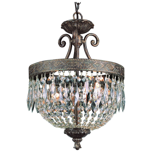 Dark Bronze Gold Two-Light Semi-Flush Mount with Crystal Accents