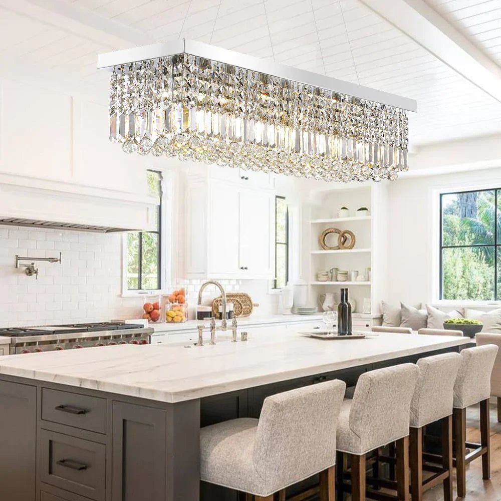 Crystal Kitchen Rectangle Chandelier 47"