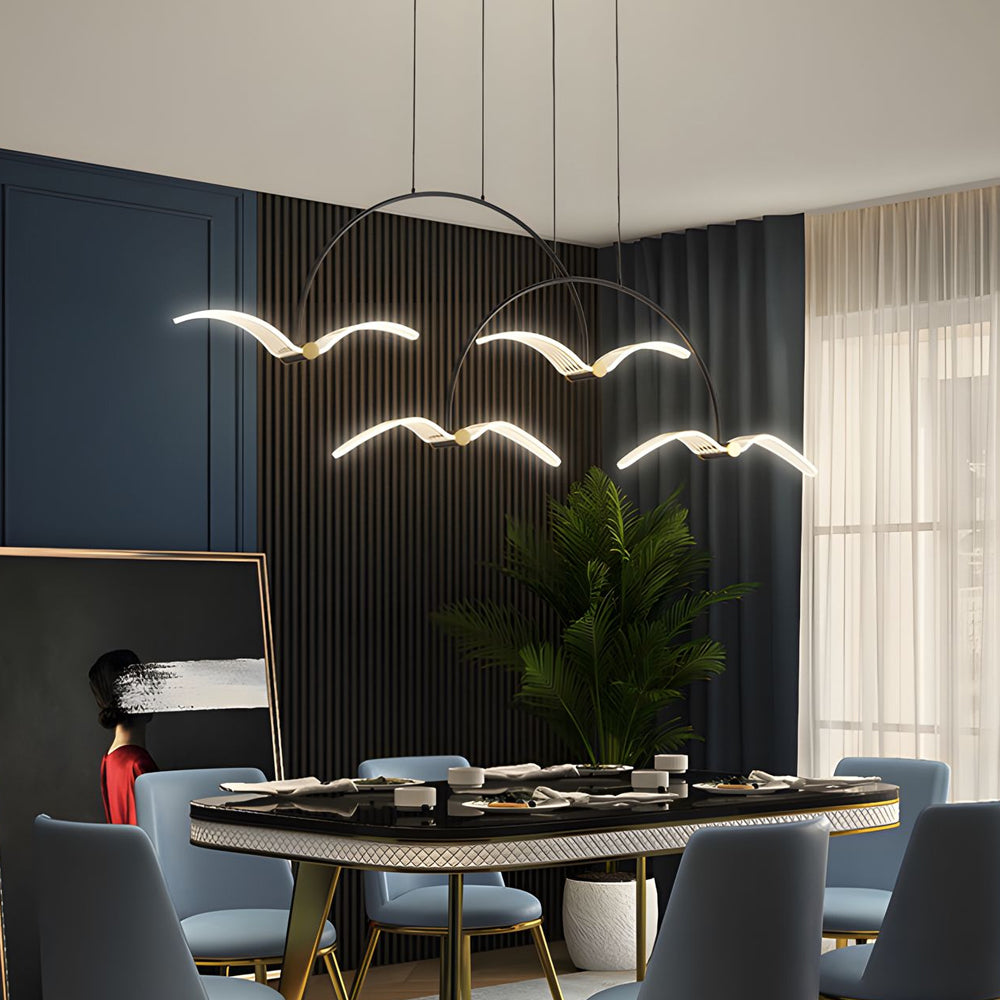 2/4-Light Modern LED Acrylic Seagull Linear Chandelier for Dining