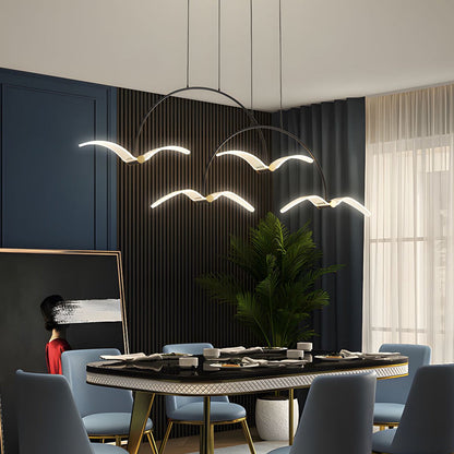 2/4-Light Modern LED Acrylic Seagull Linear Chandelier for Dining