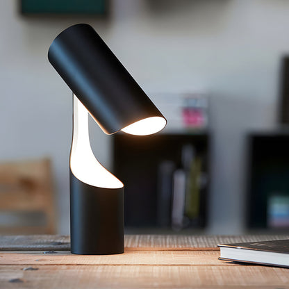 Nordic Black LED Desk Lamp with Adjustable Cylinder Design