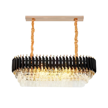 Round Oval Crystal Three Step Dimming Luxury Post-Modern Chandelier