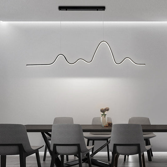 Minimalist Wave Line Strip Three Step Dimming LED Nordic Chandelier Light