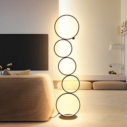 Modern Artistic 5 LED Circles Stack Floor Standing Lamp