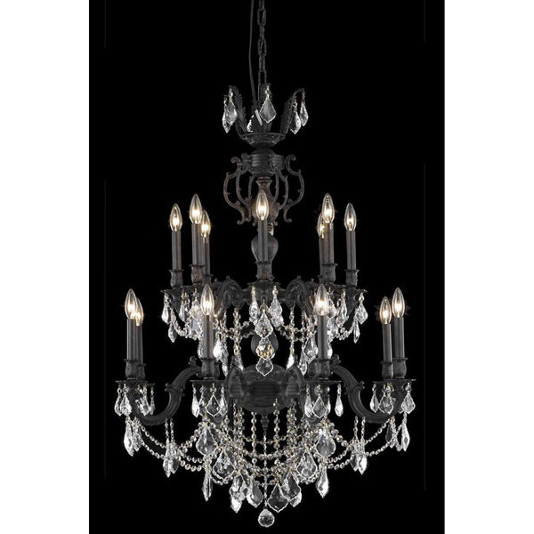 Dark Bronze 16-Light Chandelier with Royal Cut Crystal