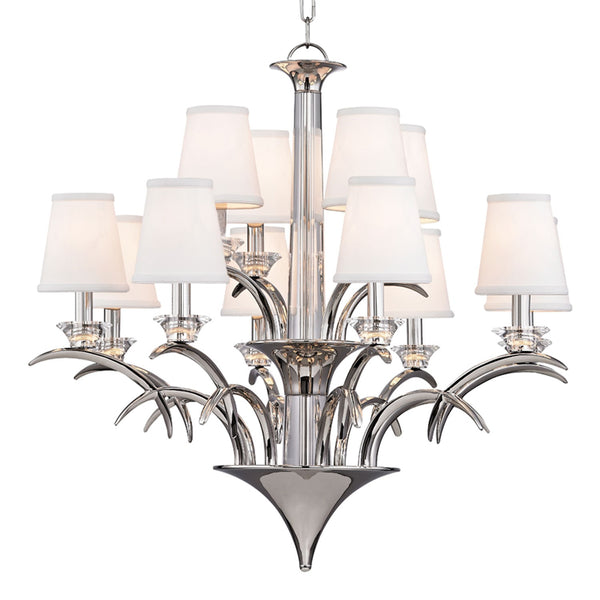 Nickel Twelve-Light Chandelier