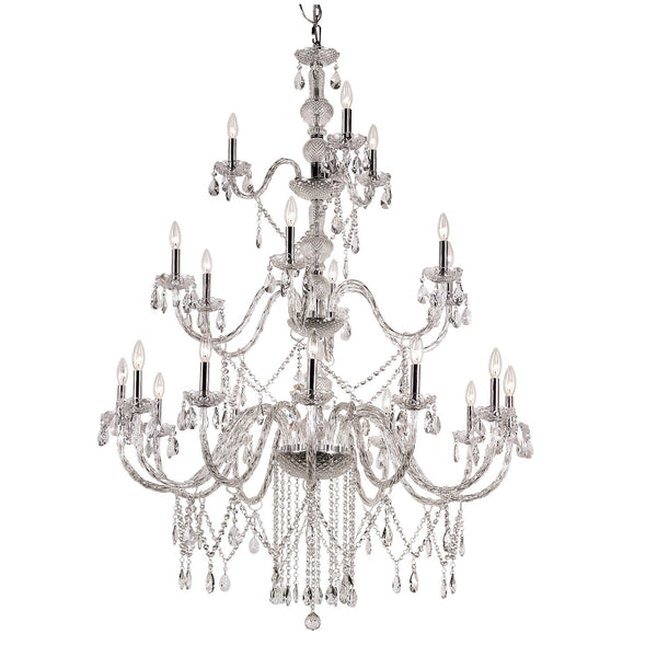 Versailles Polished Chrome 21 Light Crystal Chandelier with Cut Crystal Bead Strands