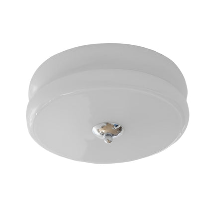 Round Glass Drum Three Step Dimming LED Nordic Ceiling Light Fixture