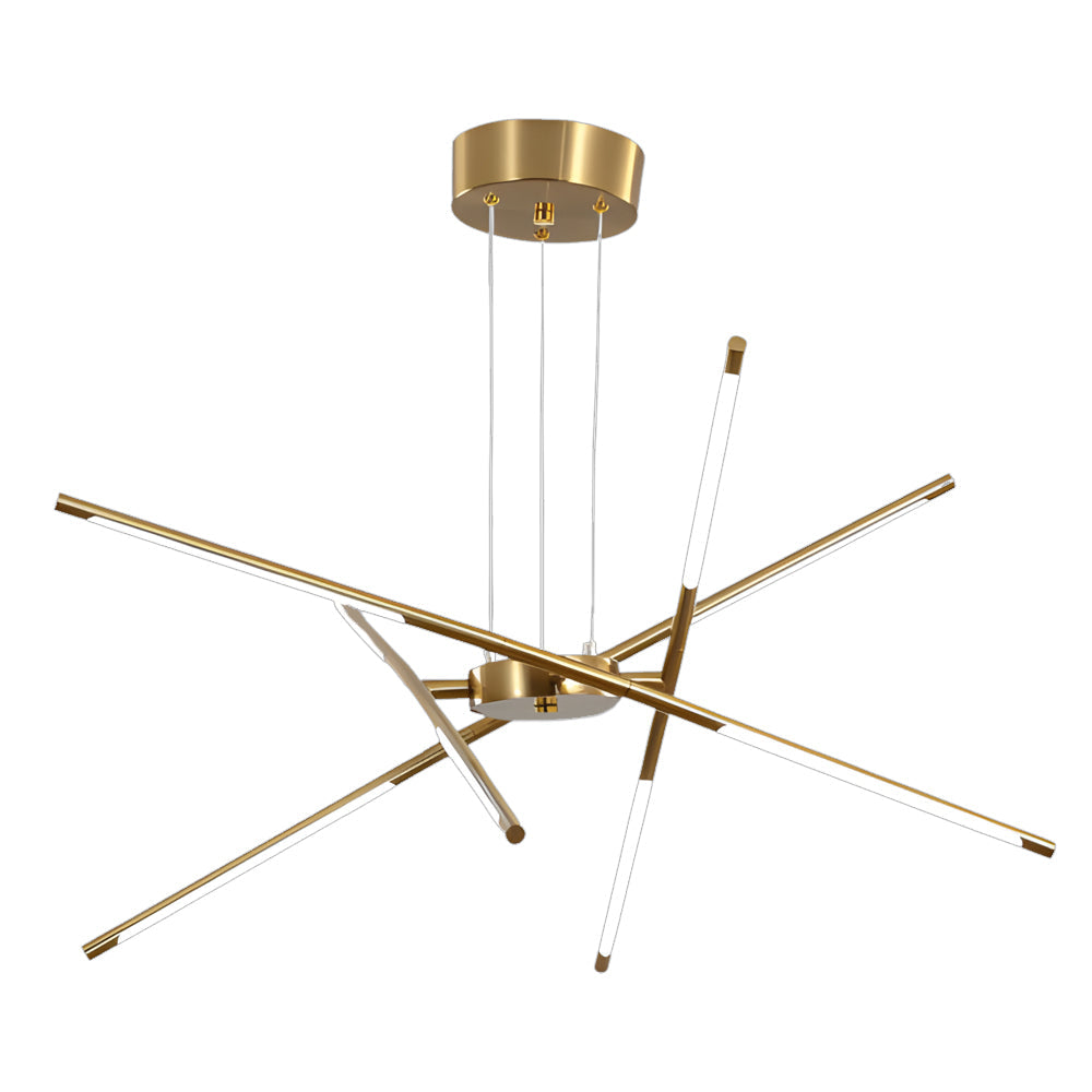 Modern Stepless Dimming Long Strip Sputnik LED Chandelier - Gold/Black+Gold