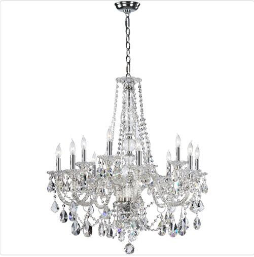 Twelve-Light Chrome Chandelier