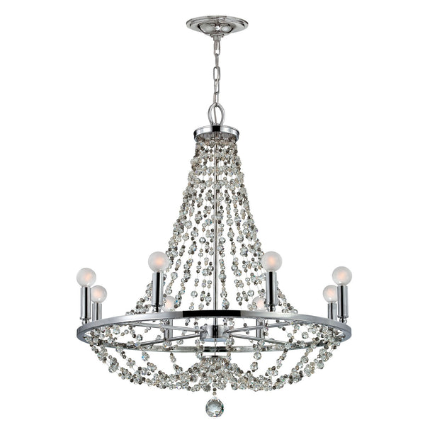 Group Channing Polished Chrome Eight-Light Chandelier with Decorative Beading