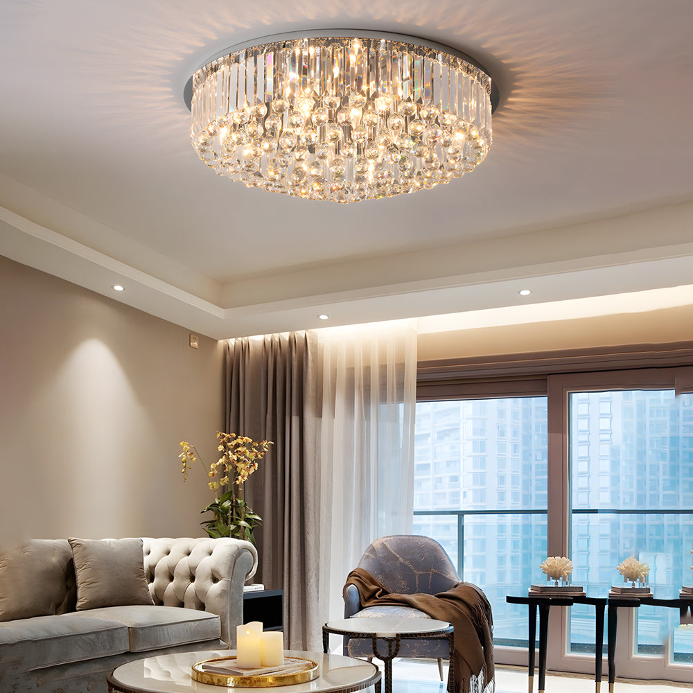 Round Light Luxury 3 Step Dimming Modern Crystal Ceiling Light Fixture