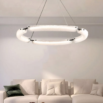 26''/34''/42'' Wide LED Frosted Water Glass Ring Chandelier