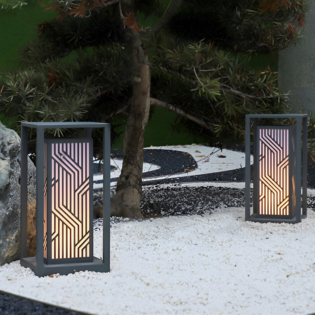 Retro Square Waterproof LED Gray Modern Outdoor Path Lights Post Lights