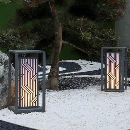 Retro Square Waterproof LED Gray Modern Outdoor Path Lights Post Lights