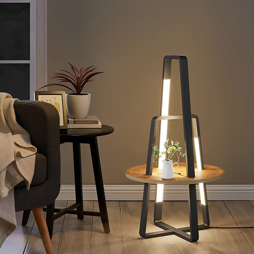 Modern 63 inch Metal, LED and Tray Floor Lamp for Living Room