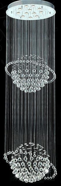 Contemporary galaxy Crystal Chandelier with polished chrome base