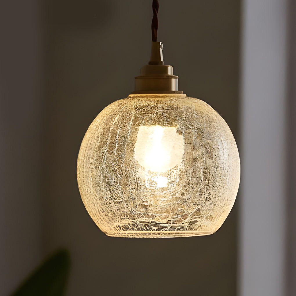 Spherical Glass Cracked Pattern LED Nordic Island Lights Hanging Ceiling Lamp