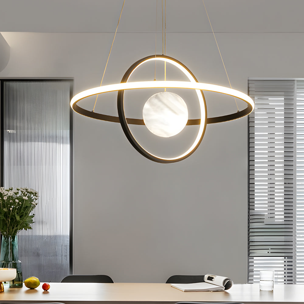 Circular Rings Planet 3 Step Dimming Simple Modern Dining Room Chandelier