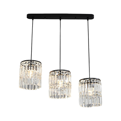 Cylindrical Crystal Shade Three Step Dimming Nordic Hanging Lights Fixture