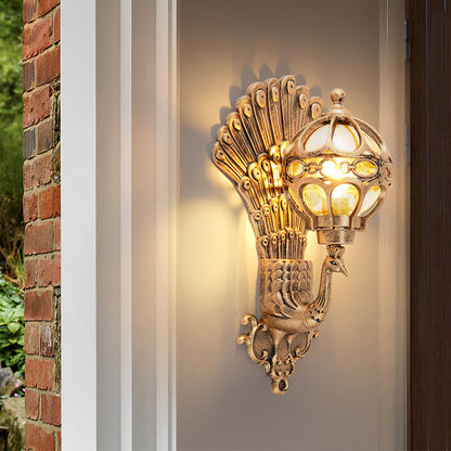 Waterproof Retro Peacocks Aluminum European Style Outdoor Wall Light