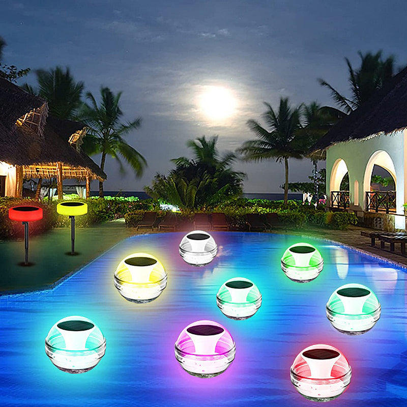 Round Intelligent Light Control RGB Dimmable Floating Solar Pool Lights