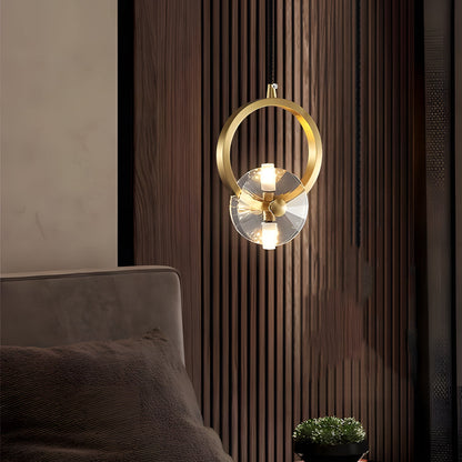 1/3-Light Round Copper Crystal LED Pendant Light