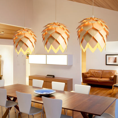 Creative Wood Pine Cones LED Japanese Style Chandelier Pendant Lights