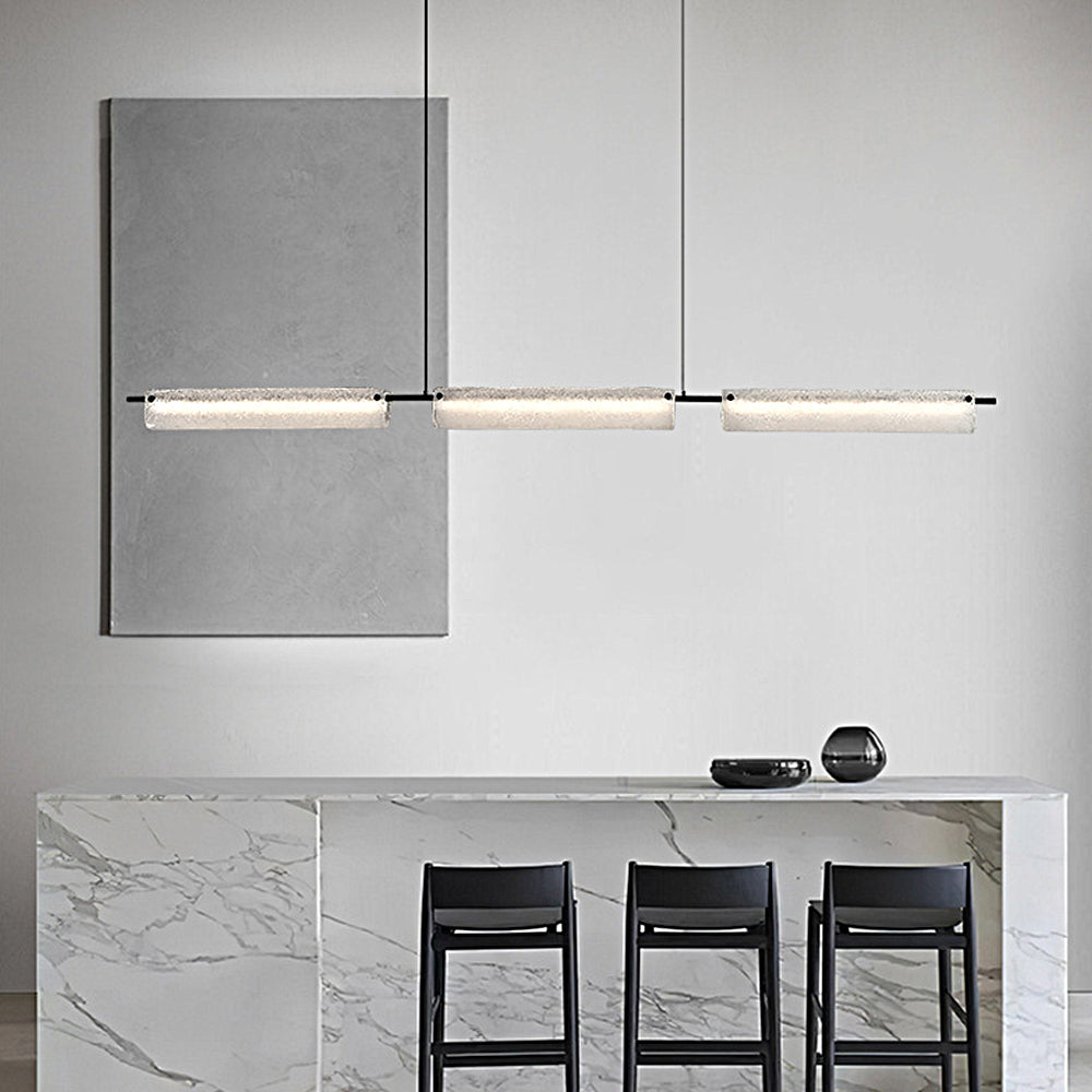 Modern Linear Copper Frosted Glass Long Kitchen Island Light