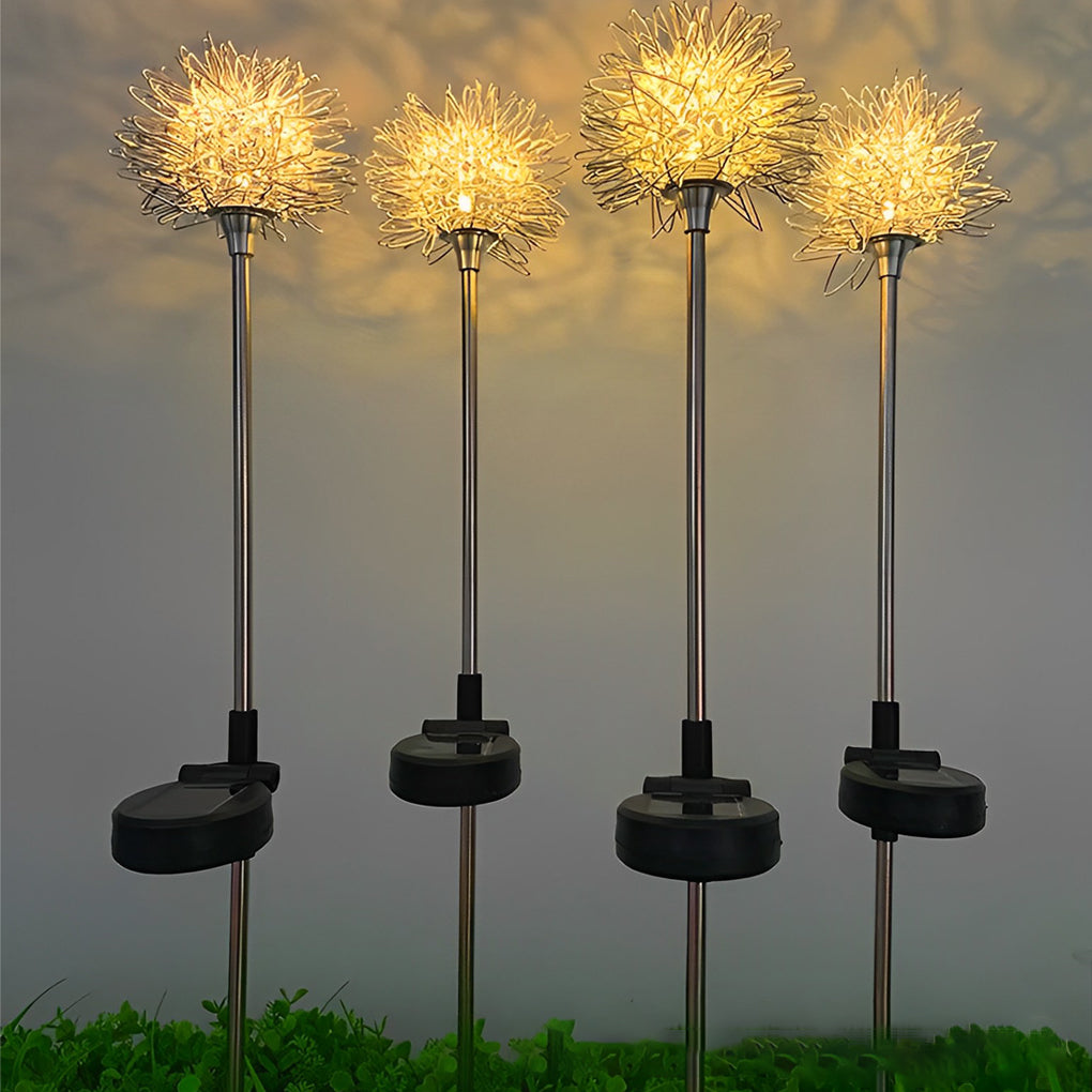 2PCS Aluminum Dandelions Flowers Decor Waterproof LED Solar Lawn Light