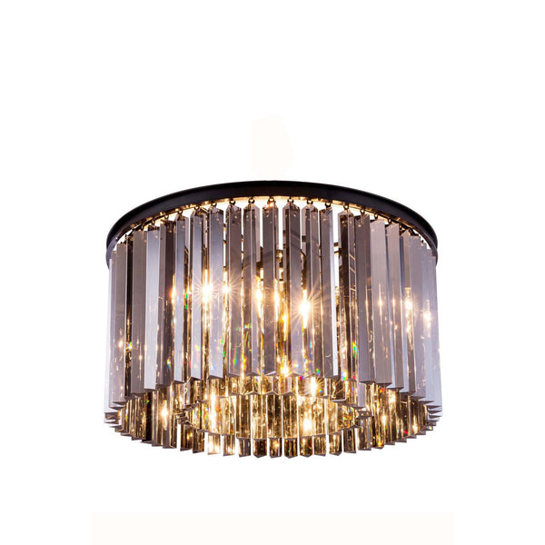 Sydney Mocha Brown Eight-Light Flushmount with Royal Cut Silver Shade Crystals