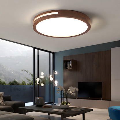 Round Wood 3 Step Dimming Dimmable with Remote Retro Ceiling Lights Fixture