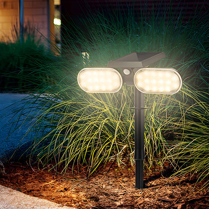 2 - Head Modern Black Solar LED Spotlight with Motion Sensor, Rotatable