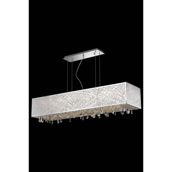 Mirage Chrome Eight-Light Pendant with Royal Cut Crystal and Metal Shade