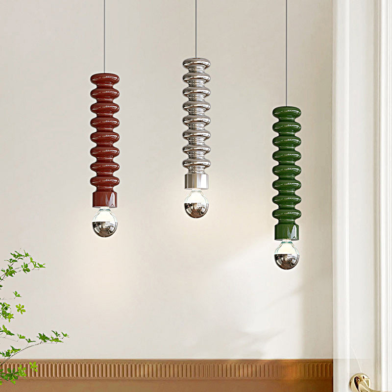 Long Creative Spiral Gourd Metal Semi-Plated Colorful Modern Pendant Lights