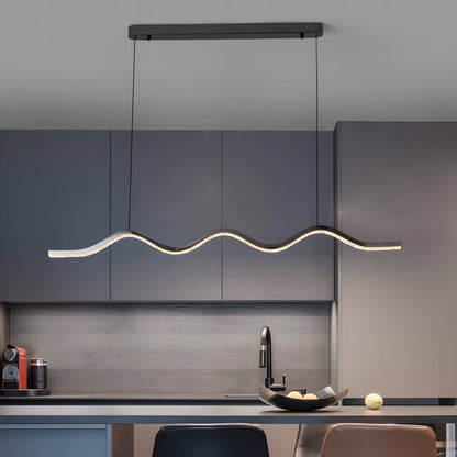 1-Light Black Wave Linear LED Pendant Light