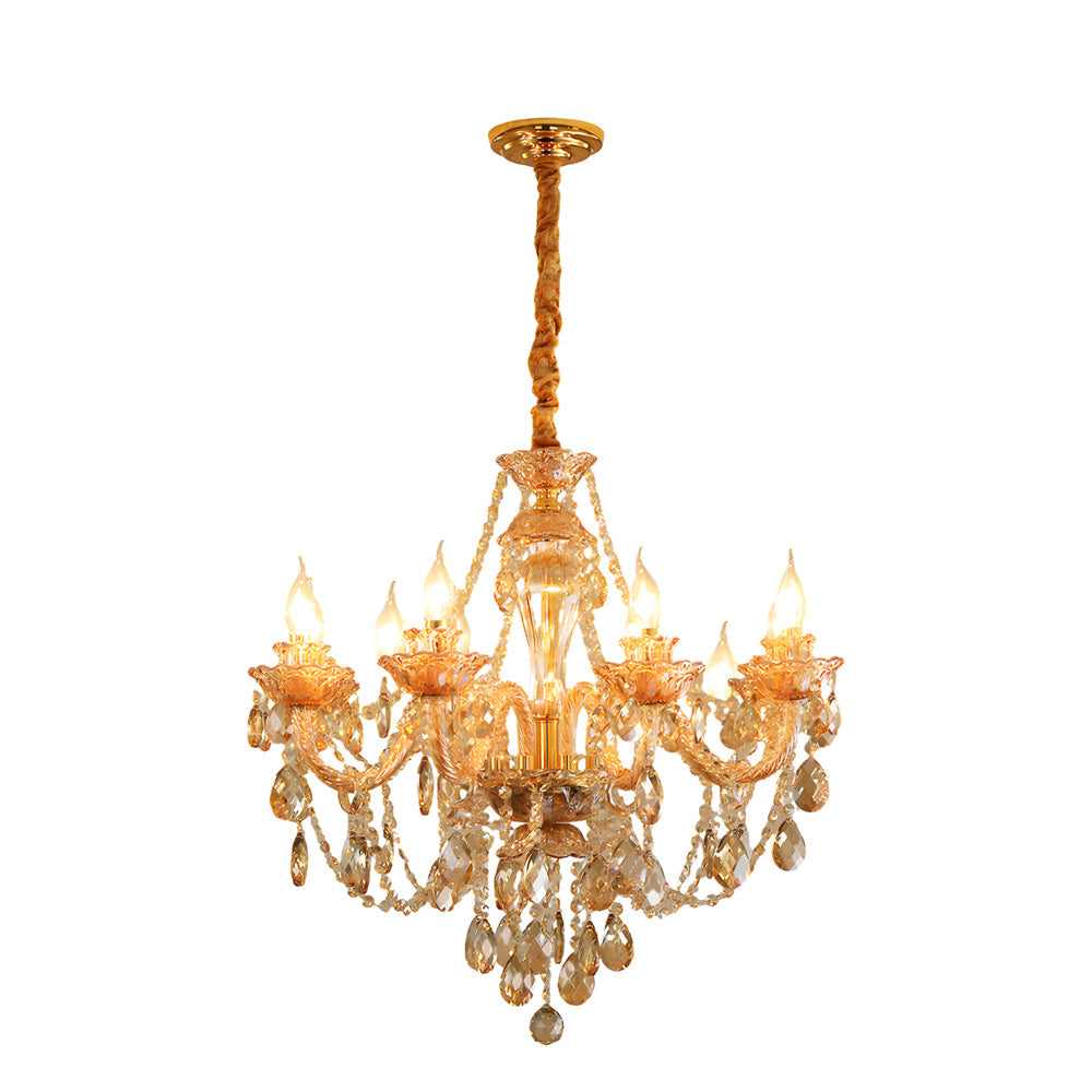 Luxury Glass Crystal Candlelight Retro European Style Chandelier