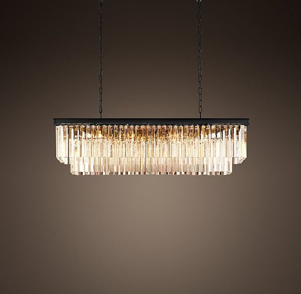 Creative retro rectangular 12 lights K9 crystal chandelier