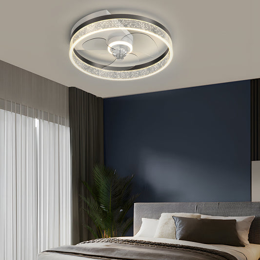 Circular Acrylic Bubbles LED Three Step Dimming Modern Ceiling Fan Lamp