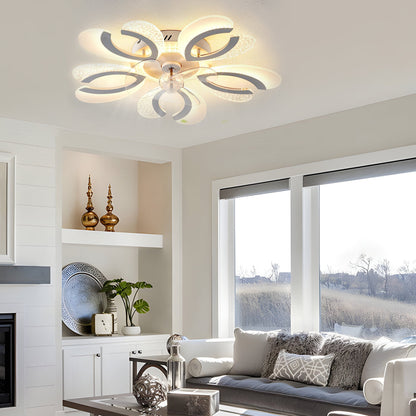 Simple Flowers Mute Timing Stepless Dimming Smart Modern Ceiling Fan Light