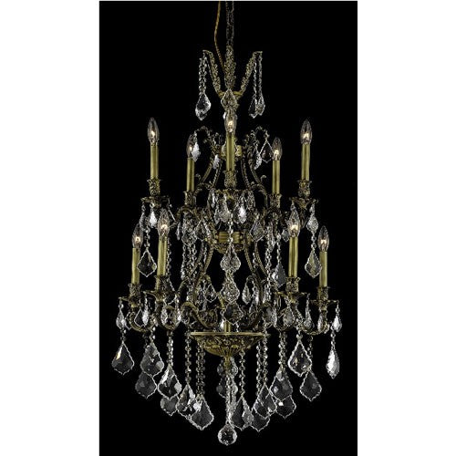 Bronze Ten-Light 26-Inch Chandelier with Royal Cut Clear Crystal